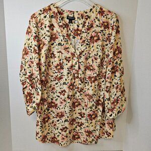 Torrid Women Floral Print 3/4 Sleeve Blouse Size 0 US 12/L